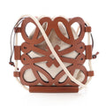Loewe Shoulder Bag Anagram Cutout Ivory Brown Canvas Leather Cross