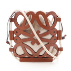 Loewe Shoulder Bag Anagram Cutout Ivory Brown Canvas Leather Cross
