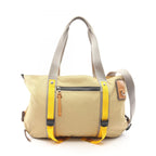 Loewe Tote Bag Eye Nature Eln 2-Way Beige Yellow Gray Canvas Leather