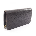 Chanel Shoulder Bag Quilted Full Flap Black Lambskin Push Lock Chain — view 2
