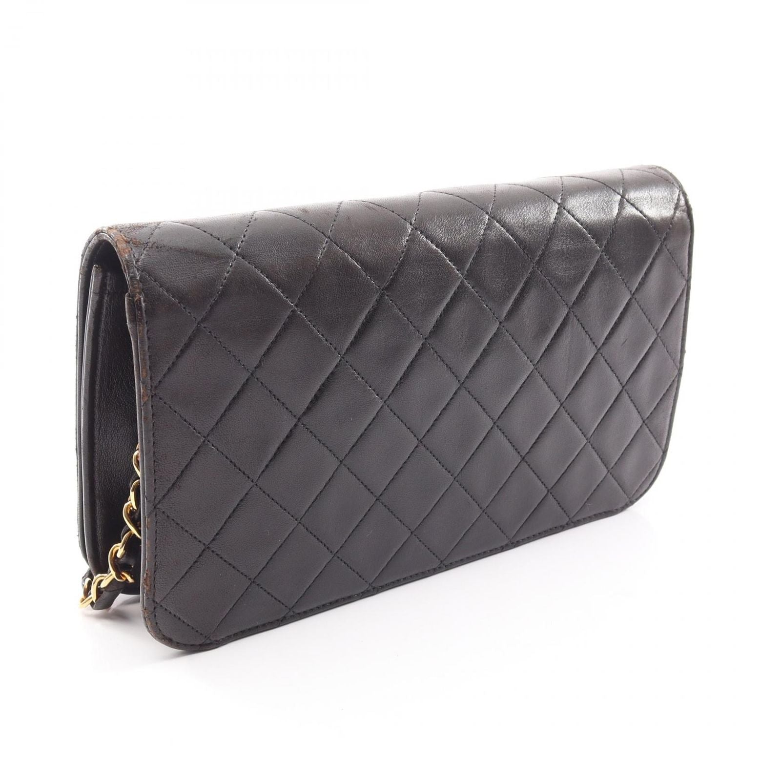 Chanel Shoulder Bag Quilted Full Flap Black Lambskin Push Lock Chain — view 2