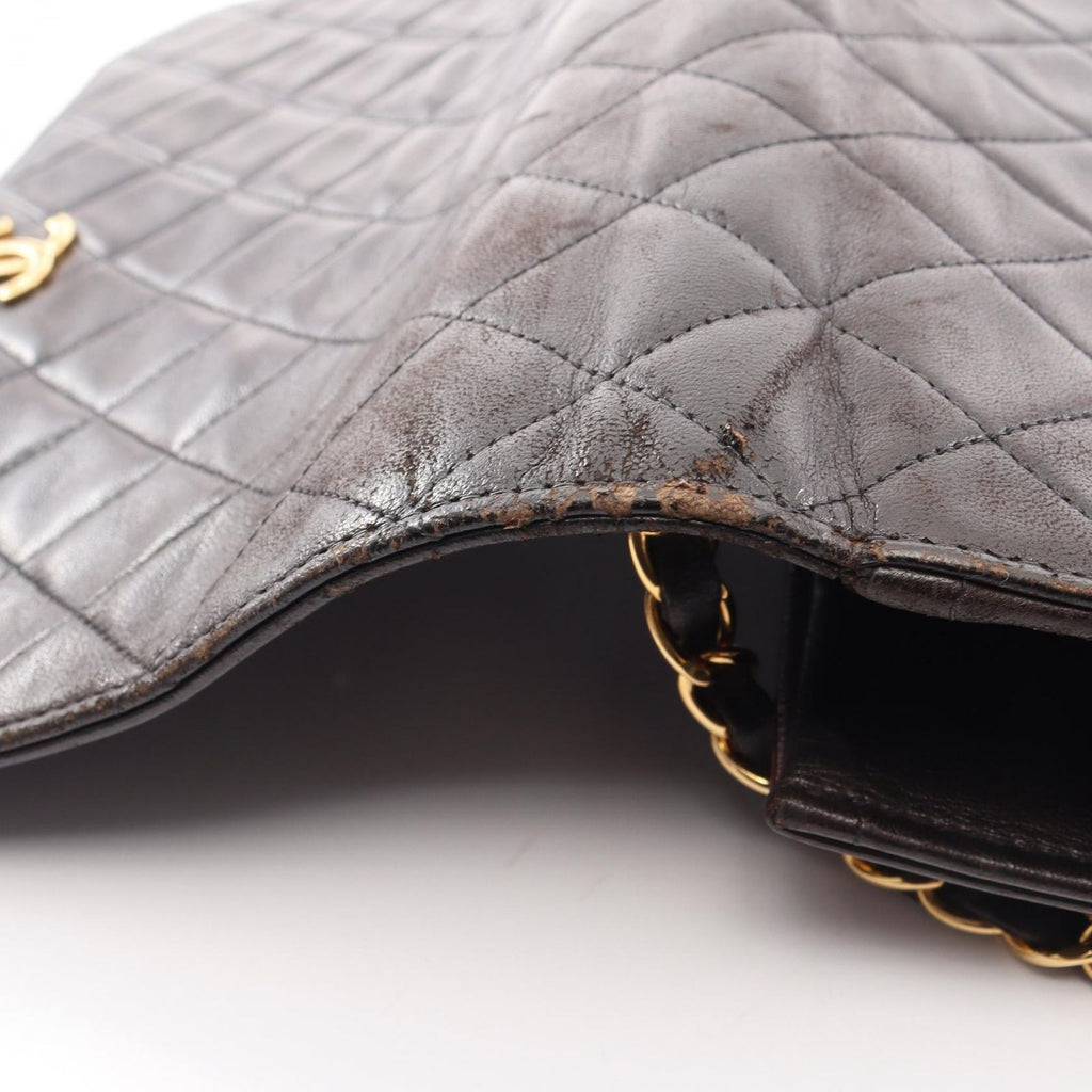 Chanel Shoulder Bag Quilted Full Flap Black Lambskin Push Lock Chain — view 6