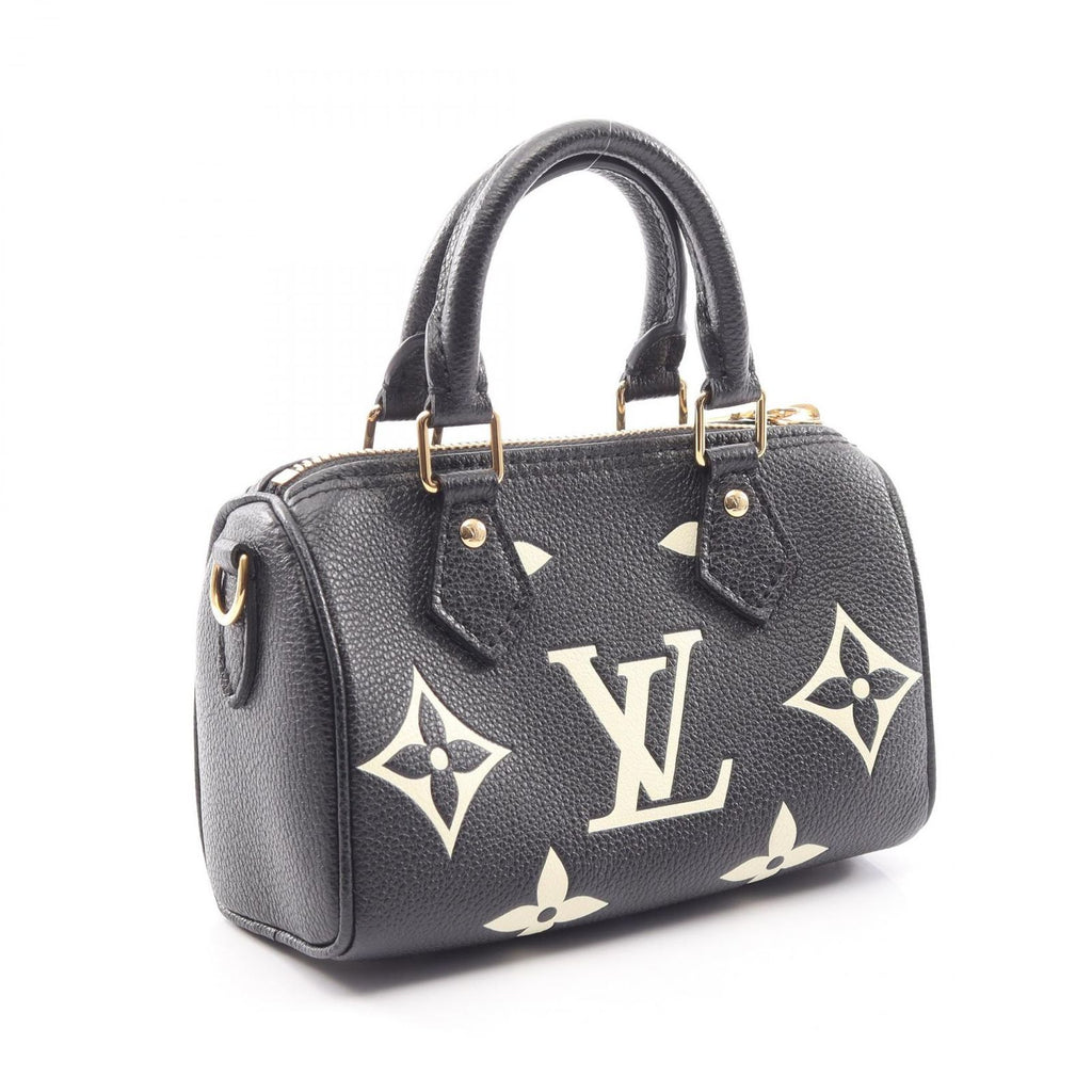 Louis Vuitton Nano Speedy 2-Way Black Beige Leather Handbag — view 2