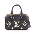 Louis Vuitton Nano Speedy 2-Way Black Beige Leather Handbag