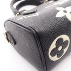 Louis Vuitton Nano Speedy 2-Way Black Beige Leather Handbag — view 6