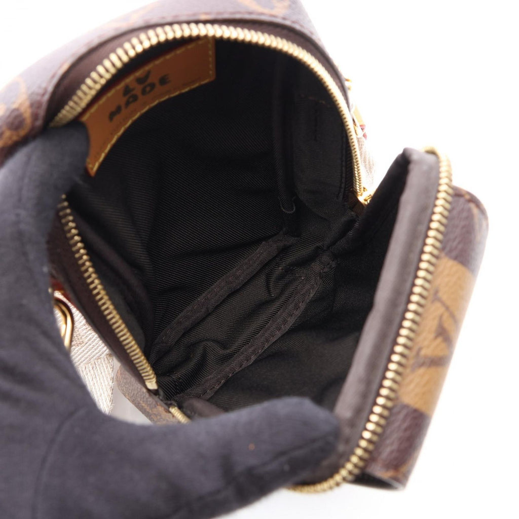 Louis Vuitton Shoulder Bag Double Phone Pouch Monogram Stripe Canvas Leather LV — view 3
