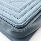 Chanel Shoulder Bag Boy Small Blue Gray Caviar Leather Chain — view 8