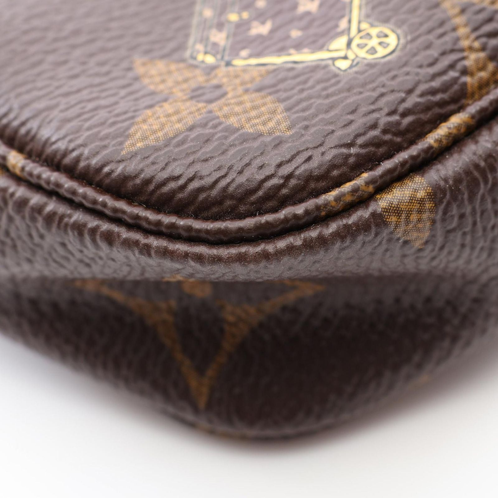 Louis Vuitton Handbag Mini Pochette Accessory Soir Porter Line Canvas Leather — view 8