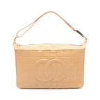 Chanel Shoulder Bag Choco Bar CC Logo Beige Leather