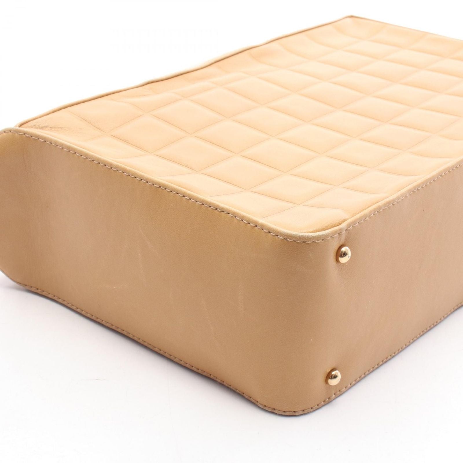 Chanel Shoulder Bag Choco Bar CC Logo Beige Leather — view 6