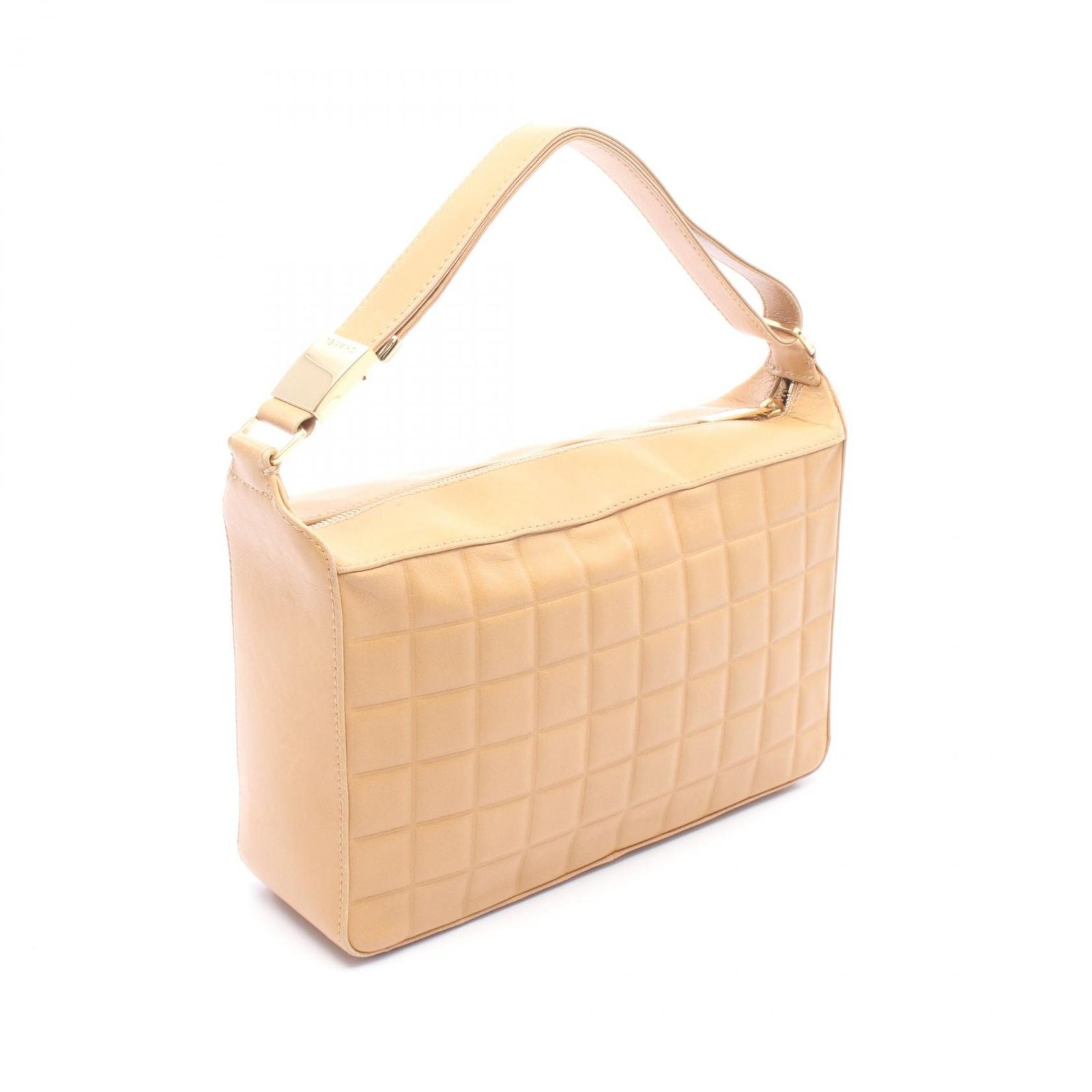 Chanel Shoulder Bag Choco Bar CC Logo Beige Leather — view 2