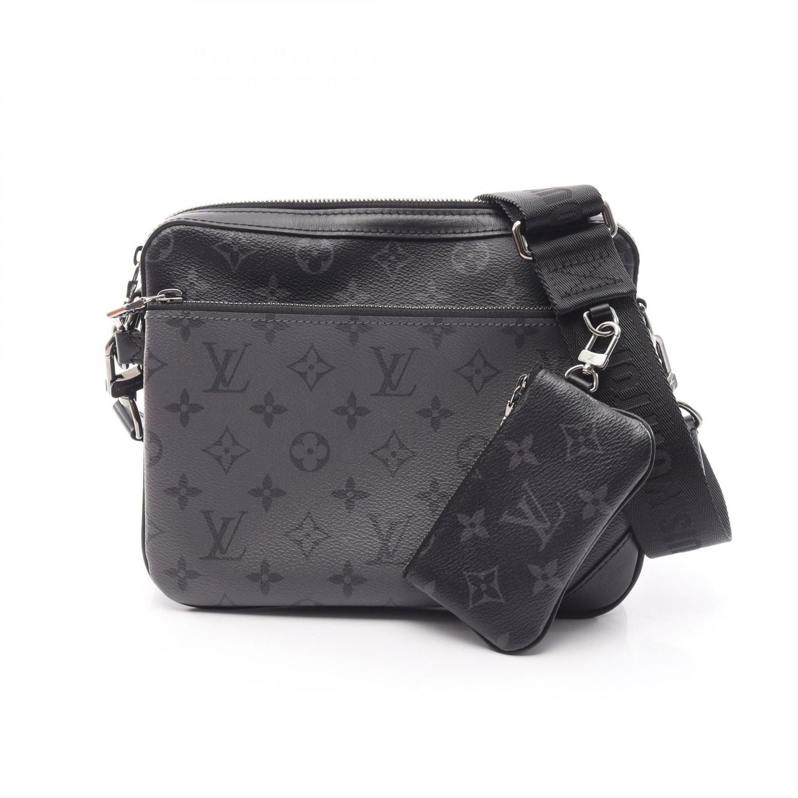 Louis Vuitton Shoulder Bag Trio Messenger Monogram Eclipse Canvas Leather