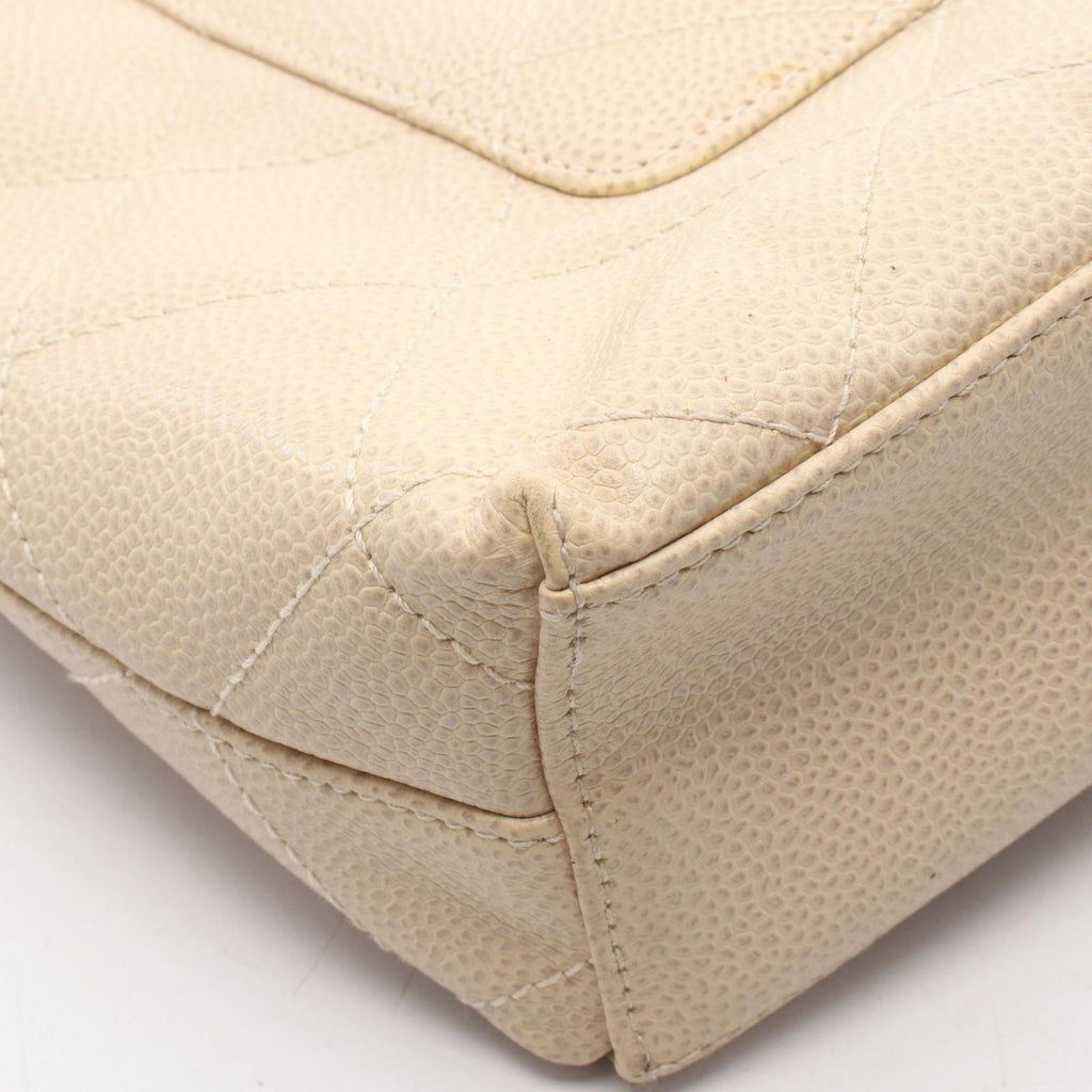 Chanel Tote Bag Quilted Plastic Cream Caviar Chain — view 8