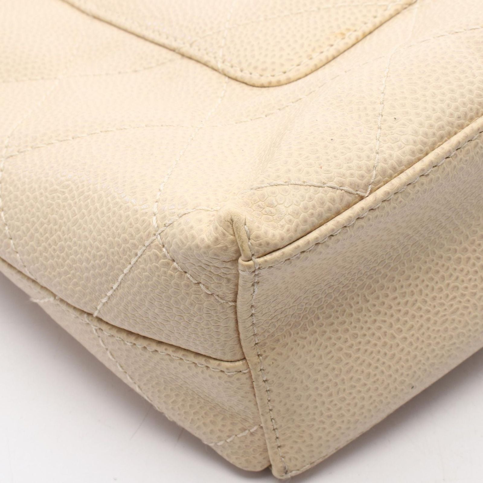 Chanel Tote Bag Quilted Plastic Cream Caviar Chain — view 8