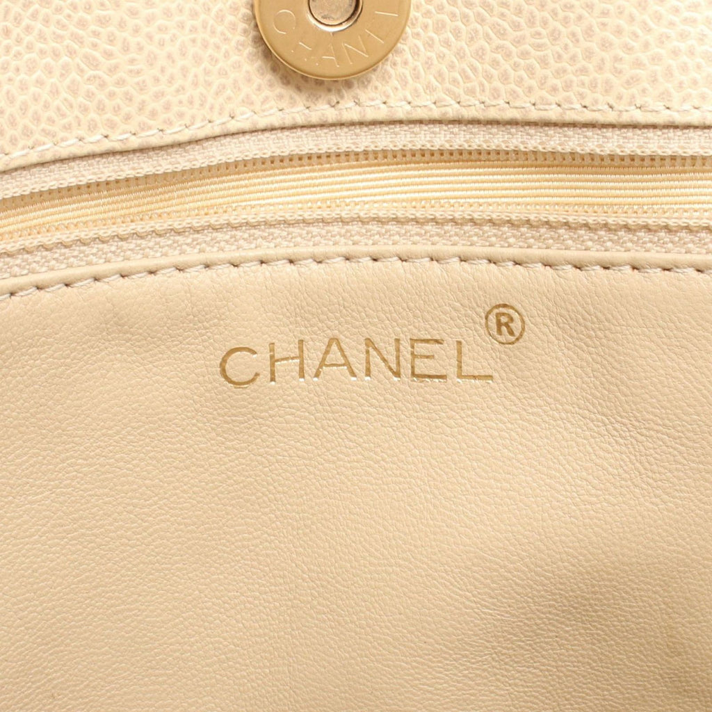 Chanel Tote Bag Quilted Plastic Cream Caviar Chain — view 4