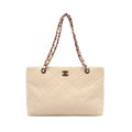 Chanel Tote Bag Quilted Plastic Cream Caviar Chain