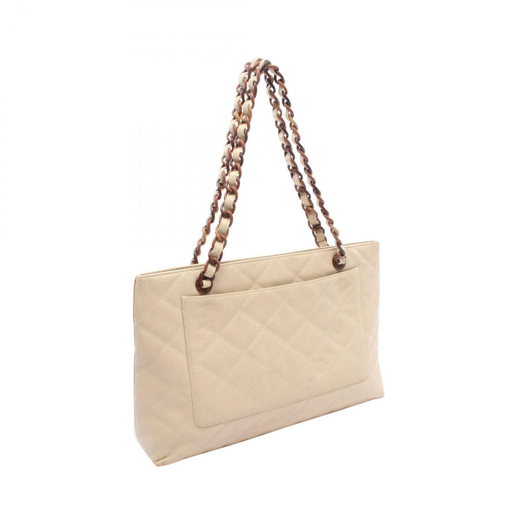 Chanel Tote Bag Quilted Plastic Cream Caviar Chain — view 2