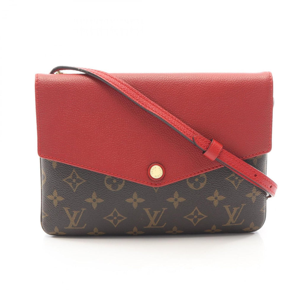 Louis Vuitton Shoulder Bag Twice Twin Set Monogram Aurore Cerise Canvas Leather
