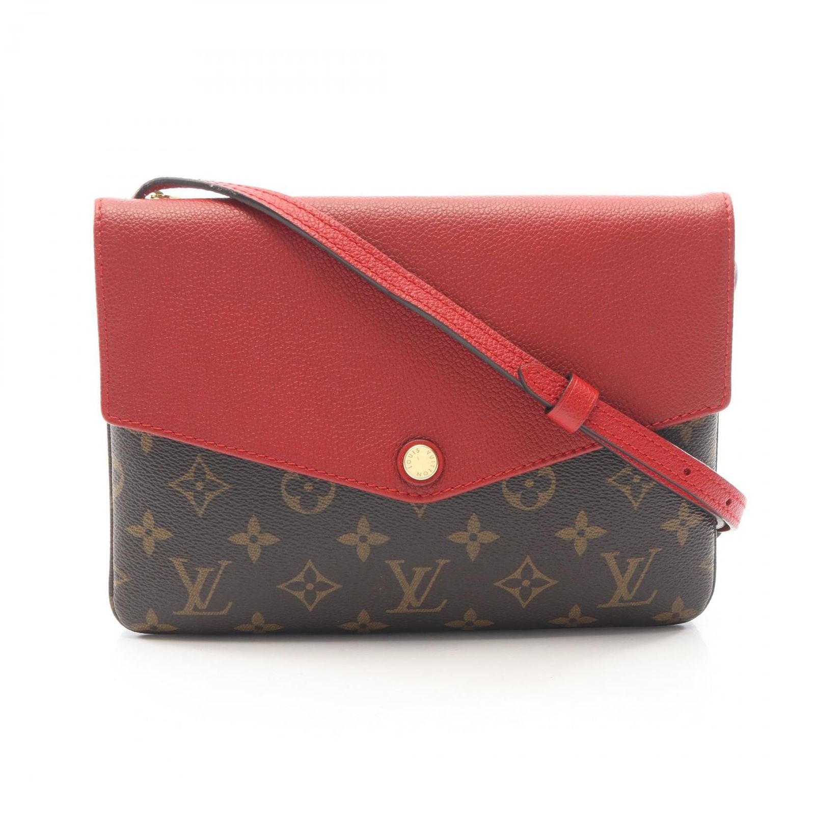 Louis Vuitton Shoulder Bag Twice Twin Set Monogram Aurore Cerise Canvas Leather