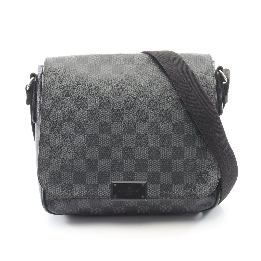 Louis Vuitton Shoulder Bag District PM Damier Graphite Canvas Leather