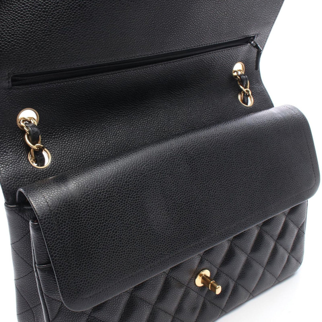 Chanel Shoulder Bag Maxi Quilted 30 Classic Large Double Flap Black Caviar — view 7