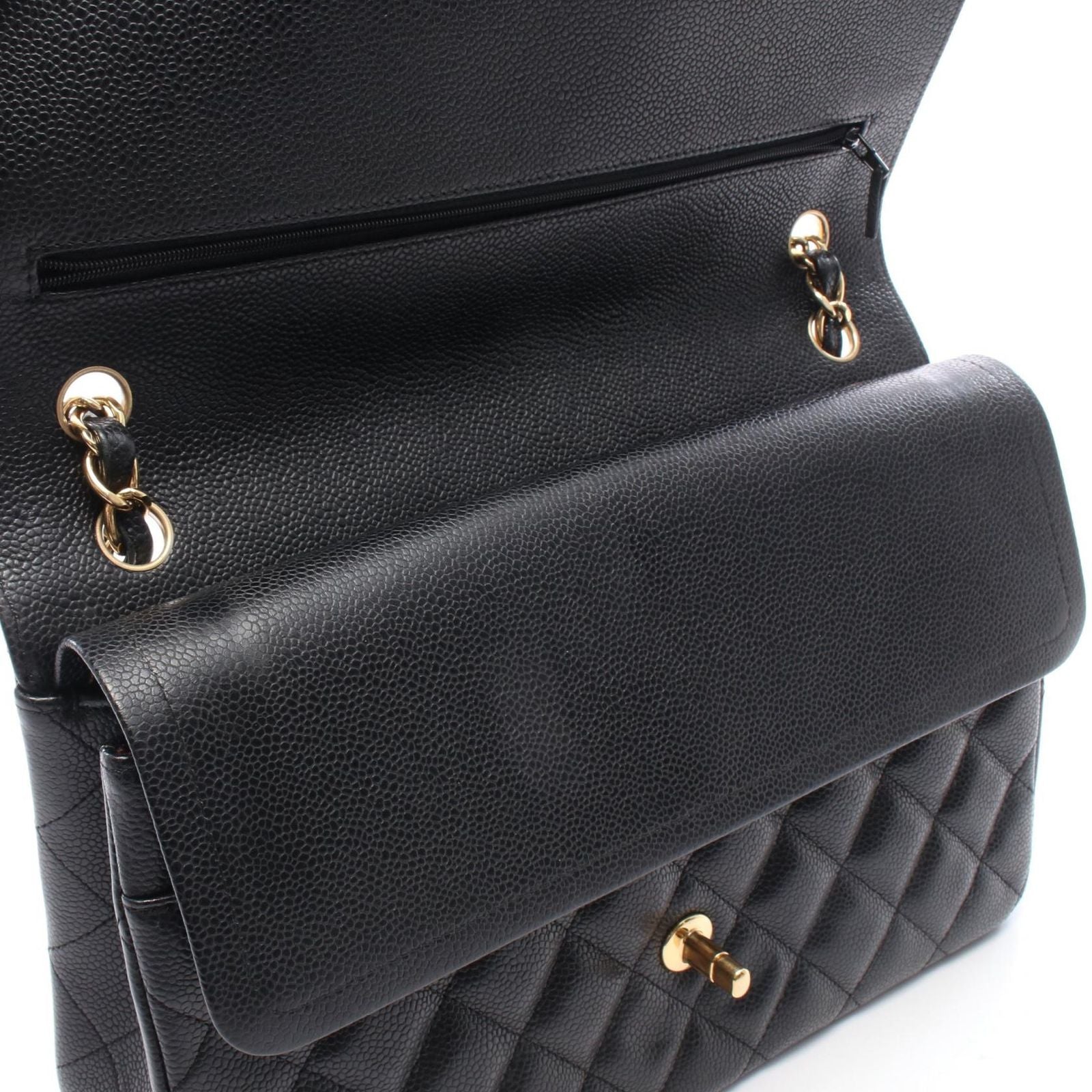 Chanel Shoulder Bag Maxi Quilted 30 Classic Large Double Flap Black Caviar — view 7