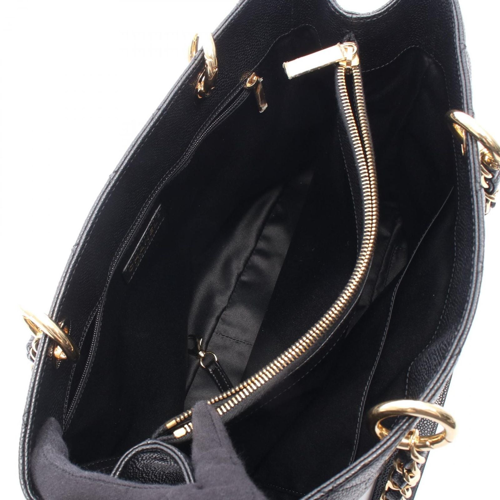Chanel Tote Bag Quilted Grand Shopping GST Black Caviar Leather Chain — view 3