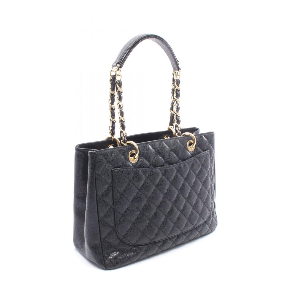 Chanel Tote Bag Quilted Grand Shopping GST Black Caviar Leather Chain — view 2