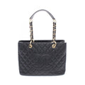 Chanel Tote Bag Quilted Grand Shopping GST Black Caviar Leather Chain