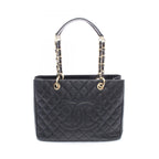 Chanel Tote Bag Quilted Grand Shopping GST Black Caviar Leather Chain