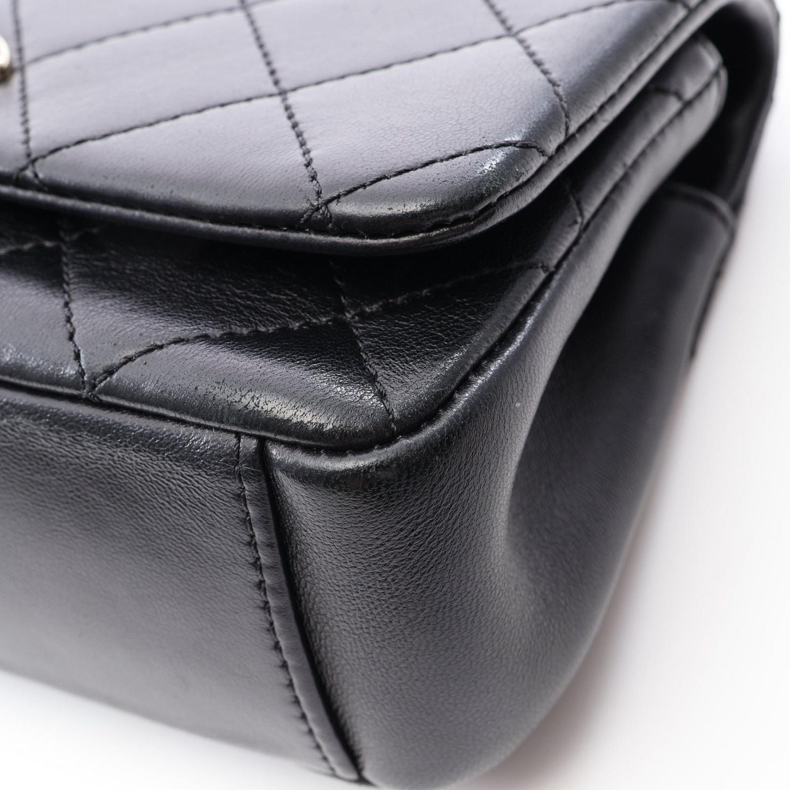 Chanel Shoulder Bag Quilted Black Lambskin Small Flap Chain — view 7
