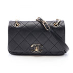 Chanel Shoulder Bag Quilted Black Lambskin Small Flap Chain