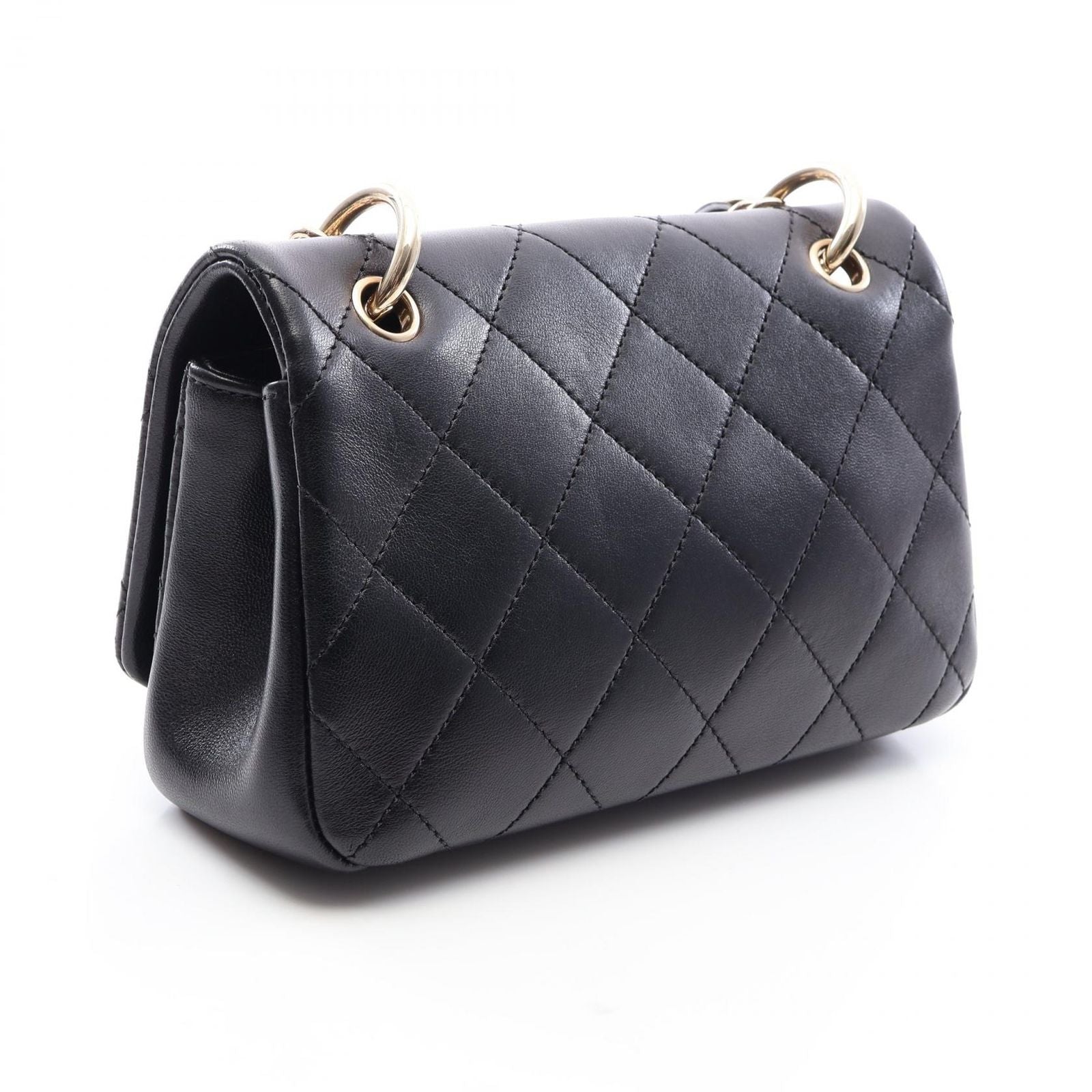 Chanel Shoulder Bag Quilted Black Lambskin Small Flap Chain — view 2