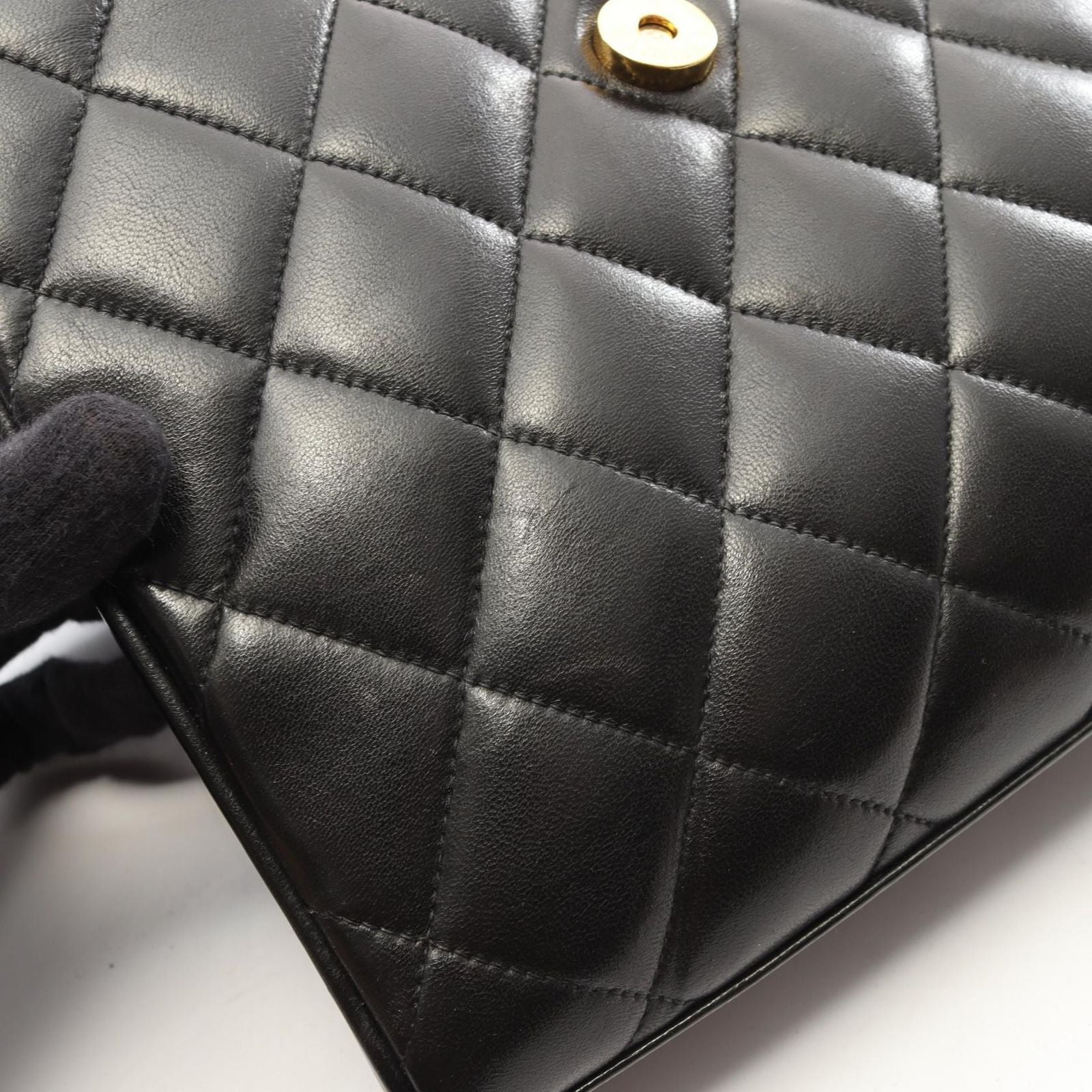 Chanel Shoulder Bag Quilted Black Lambskin — view 8