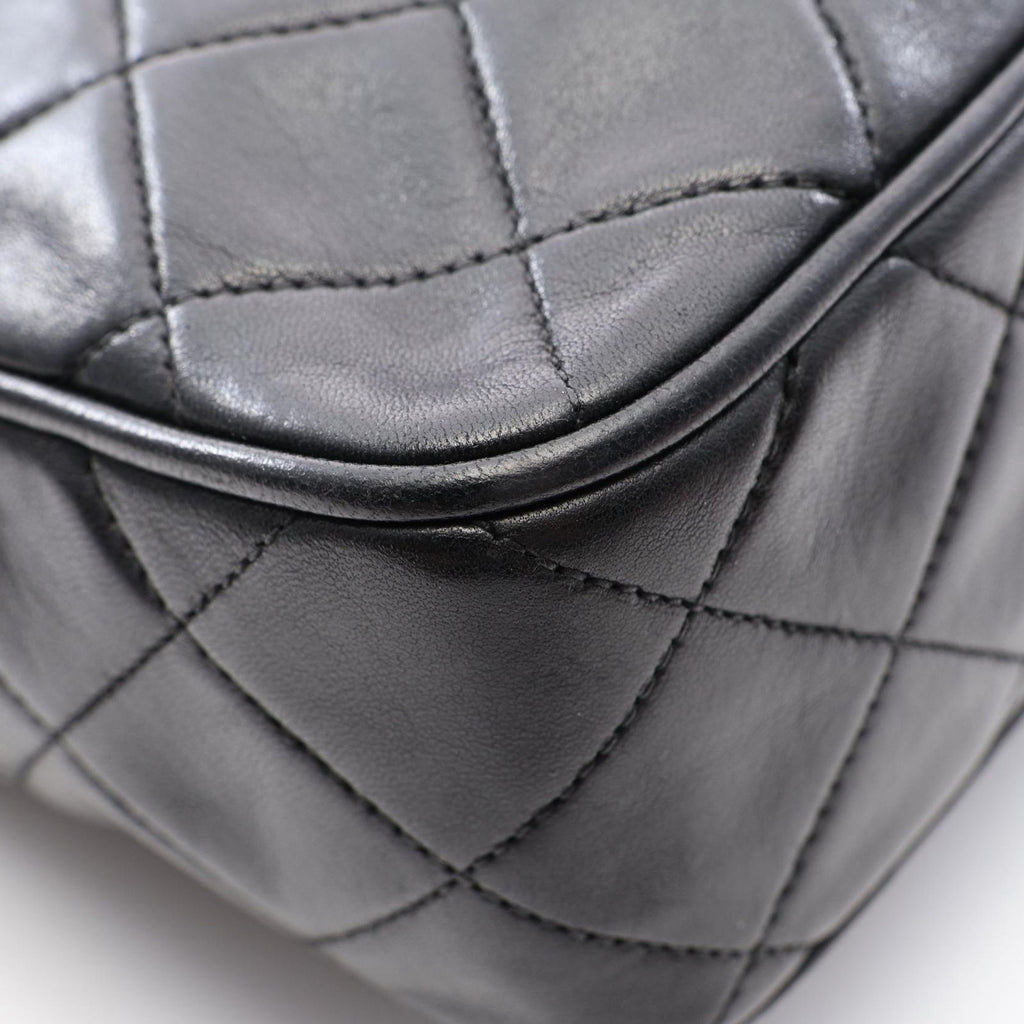 Chanel Shoulder Bag Quilted Fringe Chain Black Lambskin — view 8