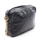 Chanel Shoulder Bag Quilted Fringe Chain Black Lambskin — view 2