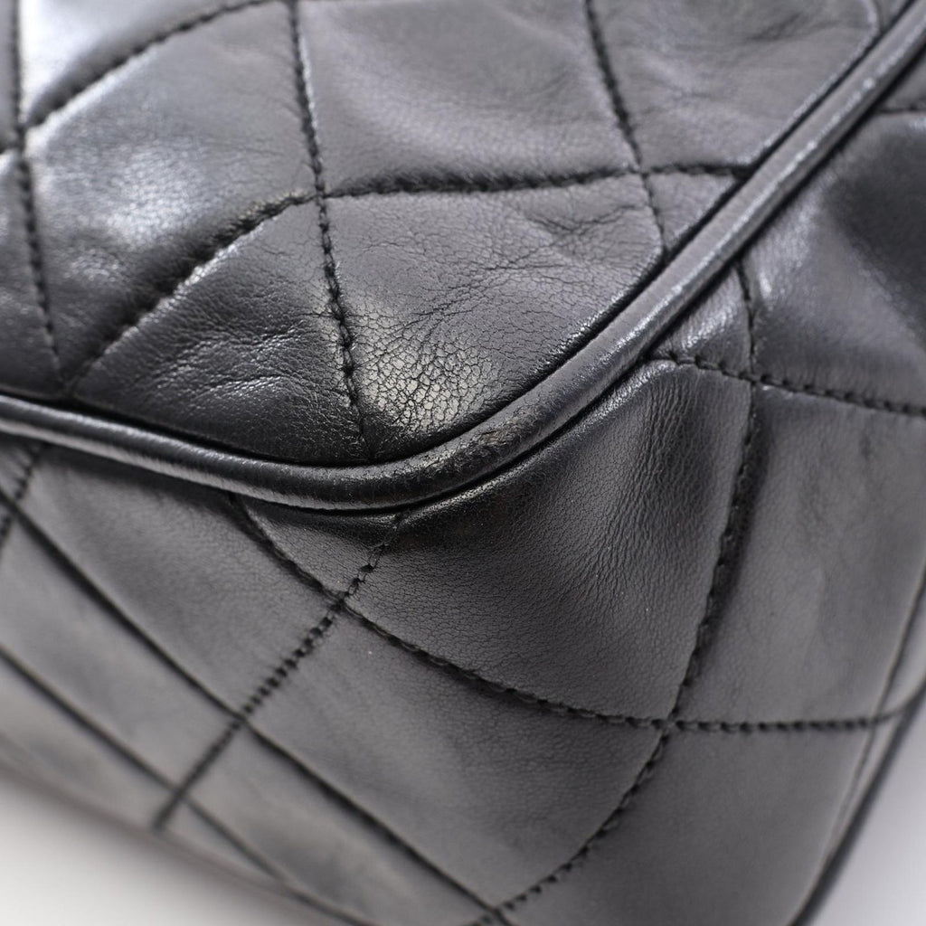 Chanel Shoulder Bag Quilted Fringe Chain Black Lambskin — view 7