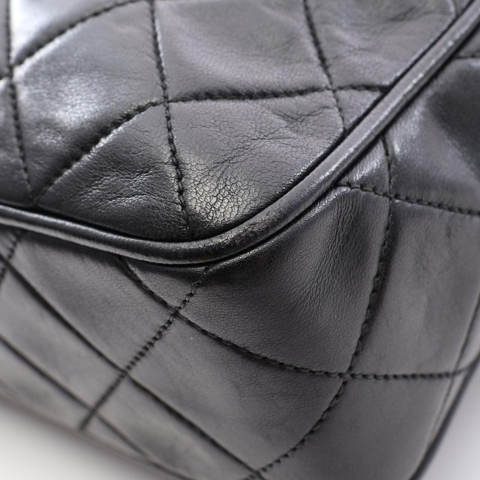 Chanel Shoulder Bag Quilted Fringe Chain Black Lambskin — view 7