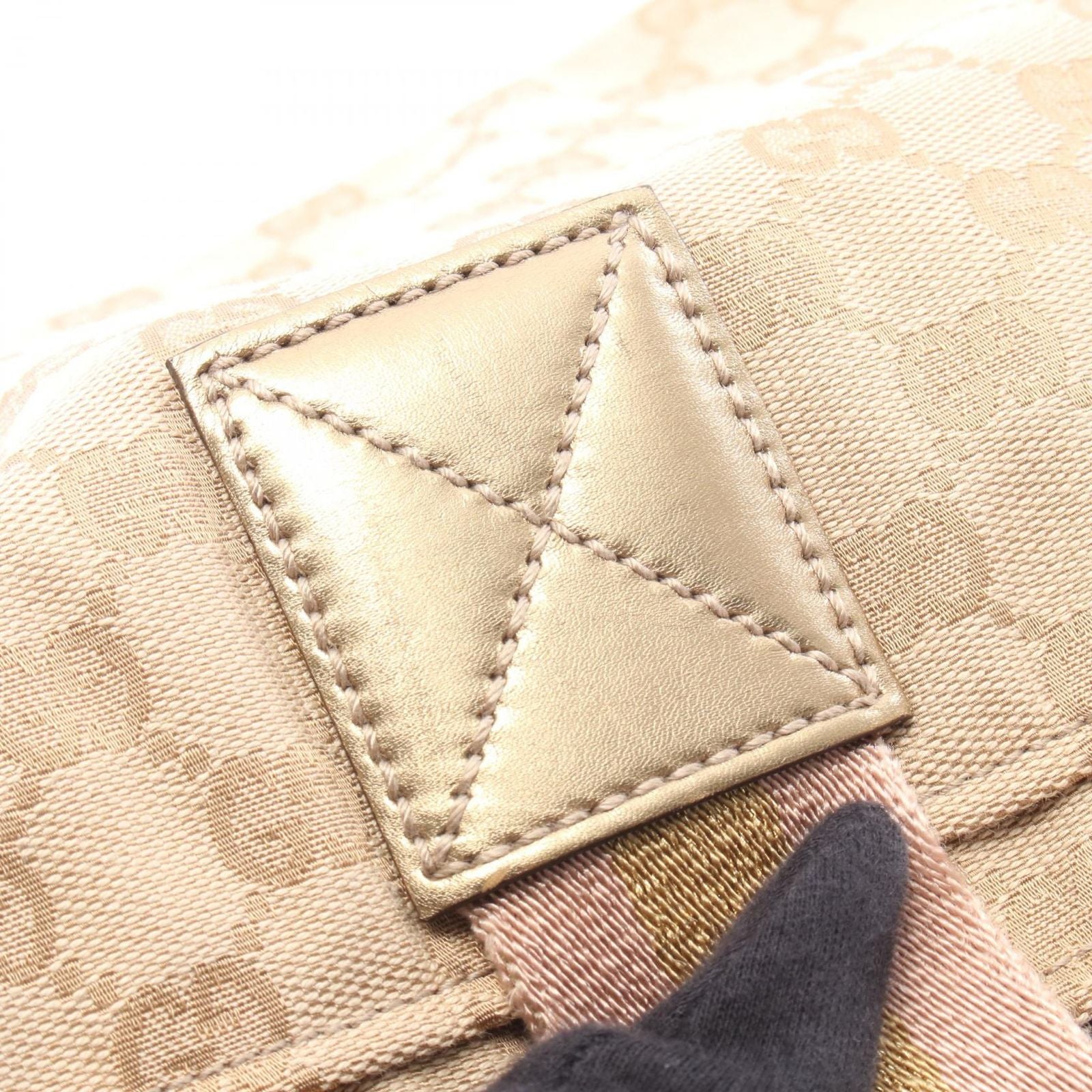 Gucci Tote Bag GG Canvas Sherry Line Gold Beige Pink — view 7