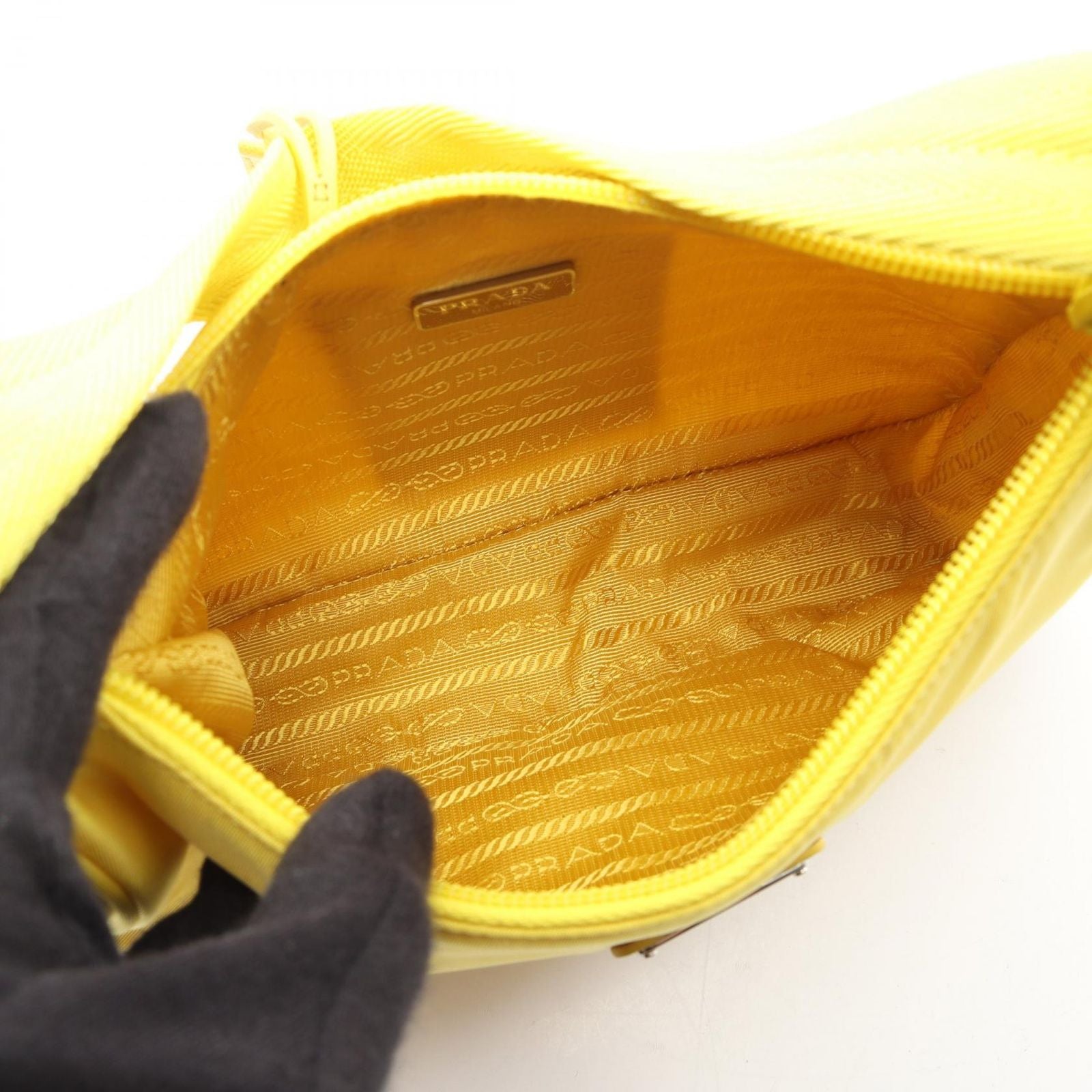 Prada Re Edition Re-Nylon Yellow Nylon Saffiano Leather Mini Bag — view 3