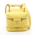 Chanel Shoulder Bag Quilted Yellow Leather Small Vanity 2-Way Chain