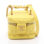 Chanel Shoulder Bag Quilted Yellow Leather Small Vanity 2-Way Chain