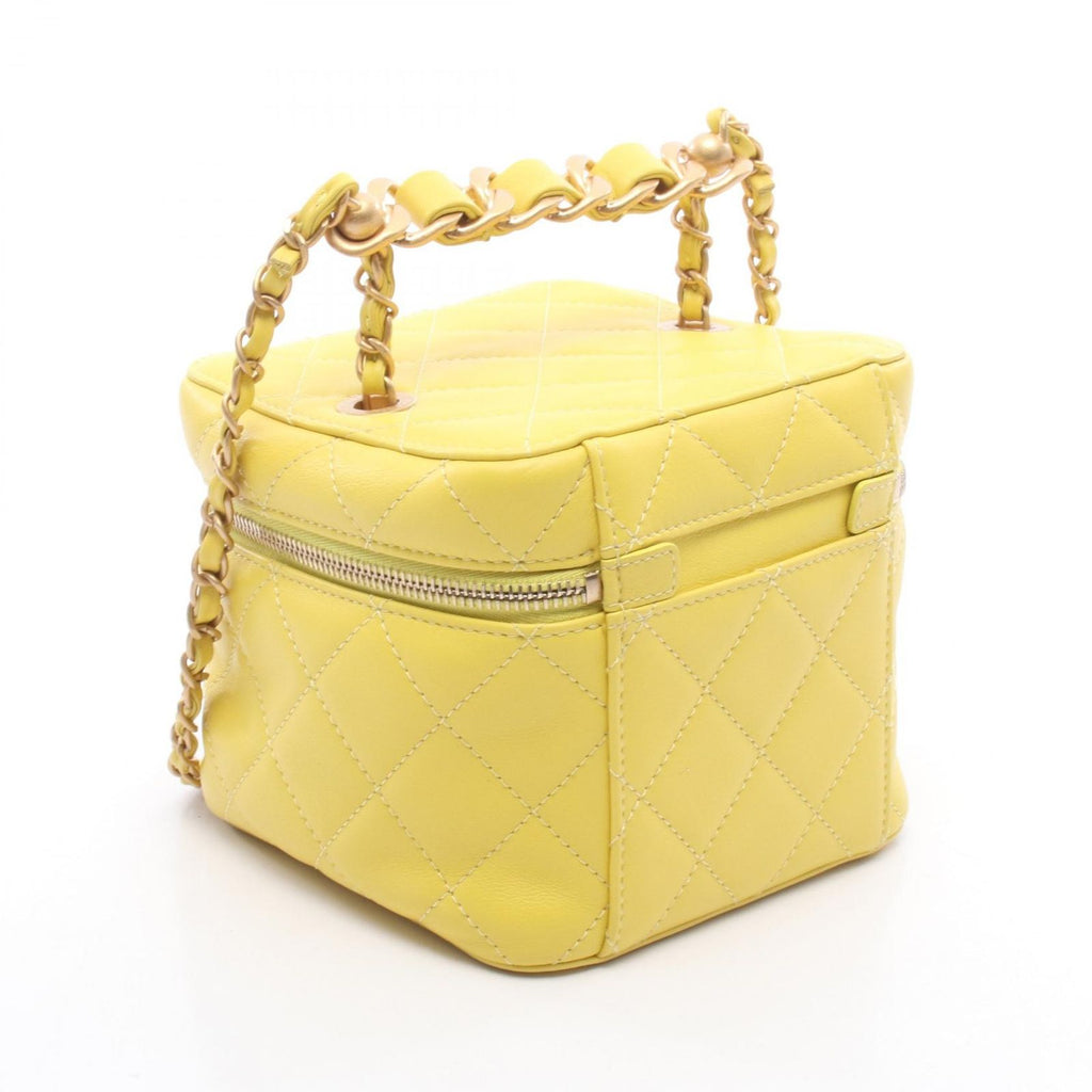 Chanel Shoulder Bag Quilted Yellow Leather Small Vanity 2-Way Chain — view 2