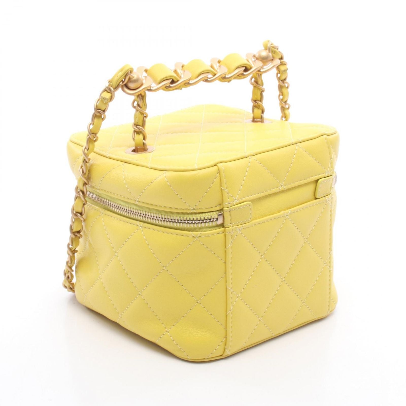 Chanel Shoulder Bag Quilted Yellow Leather Small Vanity 2-Way Chain — view 2