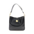 Celine Shoulder Bag Black Leather Gancini