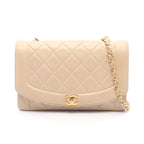 Chanel Shoulder Bag Quilted Diana Flap Light Beige Lambskin Chain