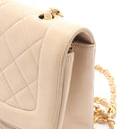 Chanel Shoulder Bag Quilted Diana Flap Light Beige Lambskin Chain — view 8