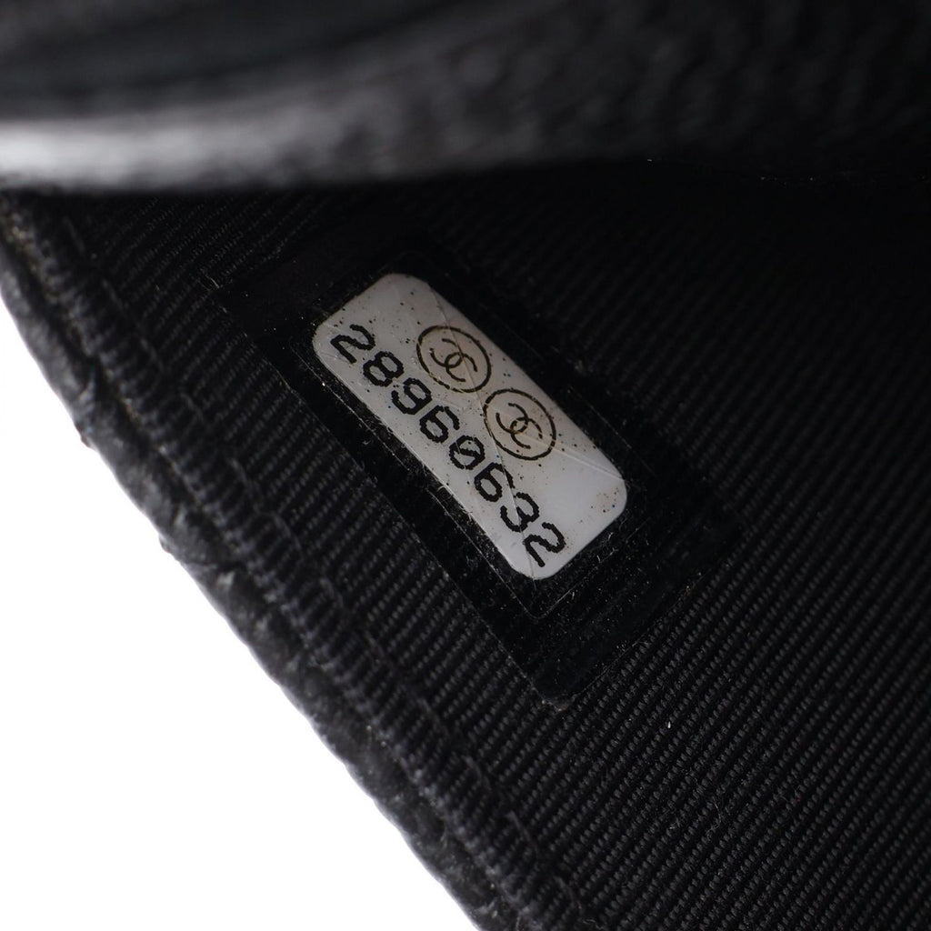 Chanel Shoulder Bag Quilted Black Caviar Leather Chain Wallet — view 5