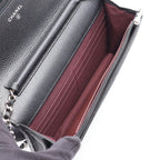 Chanel Shoulder Bag Quilted Black Caviar Leather Chain Wallet — view 3
