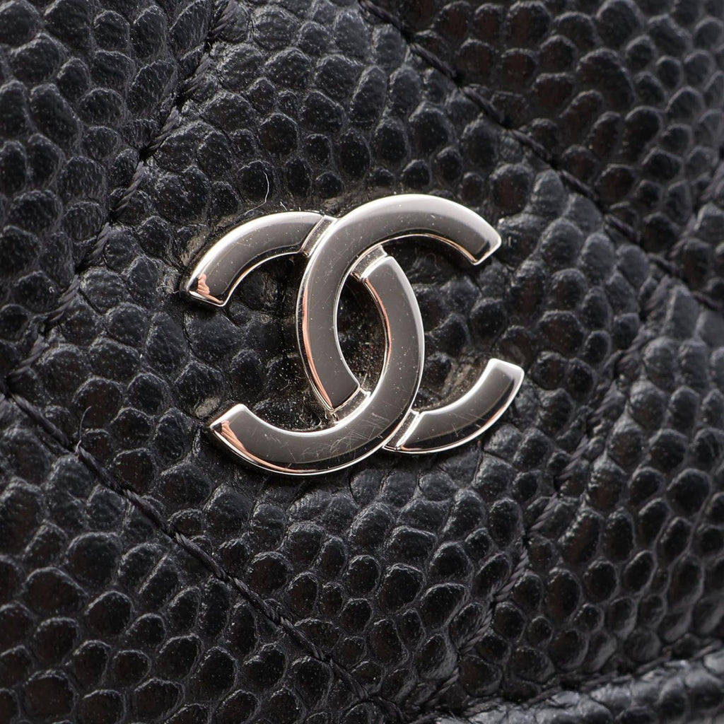 Chanel Shoulder Bag Quilted Black Caviar Leather Chain Wallet — view 8